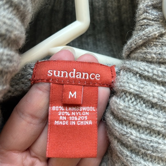 Sundance Lambswool Blend Patchwork Mixed Knit Cowl Neck Button Sweater - Picture 10 of 10